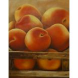 WILMA DU TOIT (Contemporary South African) 'Peaches', oil on canvas, signed lower right and verso,