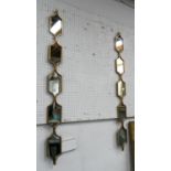 WALL ACCENT MIRRORS, a pair, gilt frames, 147cm x 14cm. (2)