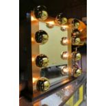 HOLLYWOOD DRESSING MIRROR, gilt metal light up surround, 76cm x 71cm.
