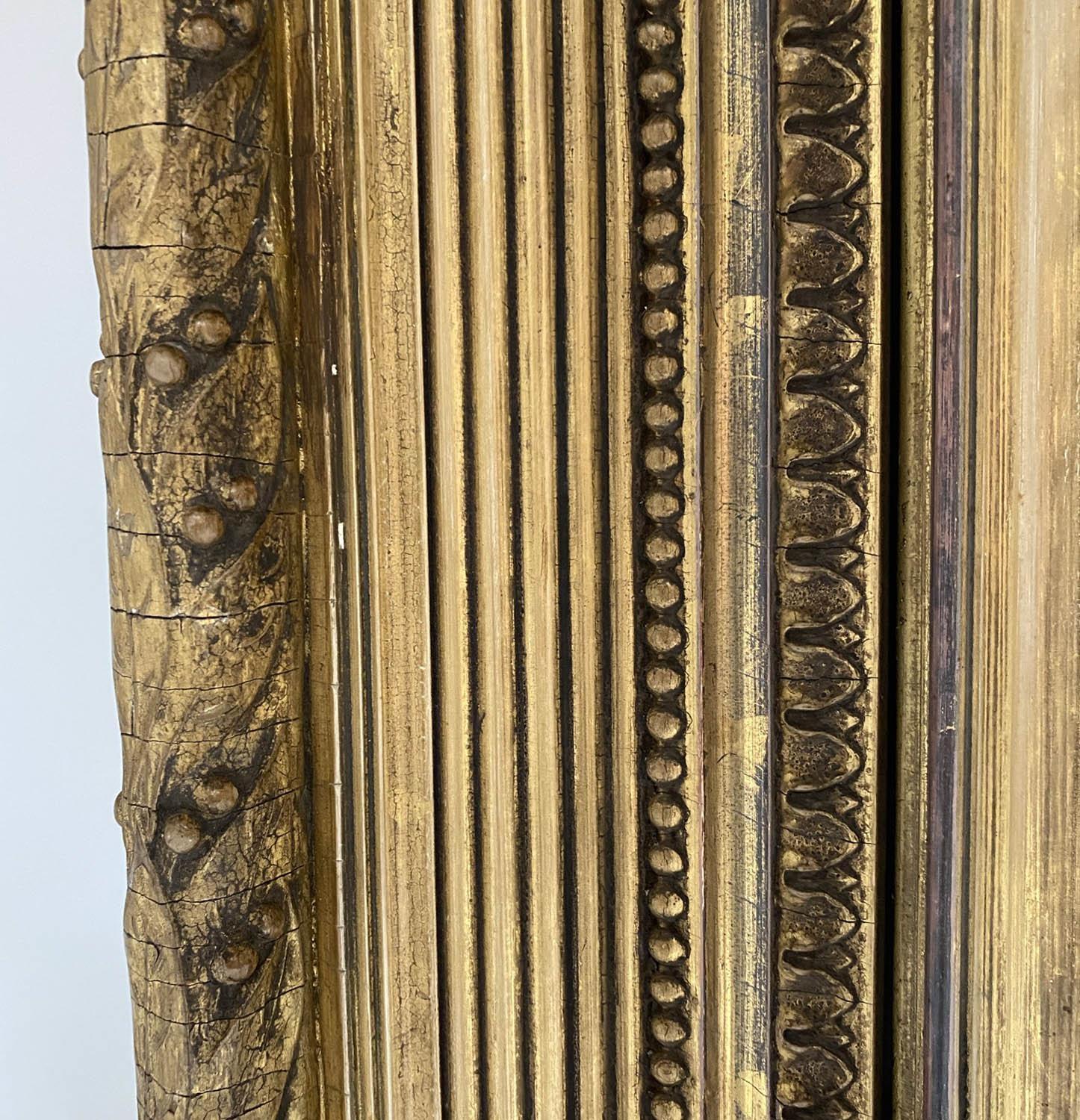 WALL MIRROR, 19th century giltwood and gilt composition with trailing leaf berry frame, crossed - Image 2 of 4