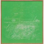 JOHN PIPER 'Snape Maltings', on silk, rare green colourway, signed in the plate, 75cm x 75cm. (