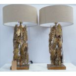 TABLE LAMPS, a pair, contemporary Italian style sculptural design, with shades, 88cm H. (2)