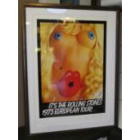 JOHN PASCHE, 1973 Rolling Stones European Tour, hand signed poster, with hand drawn lips logo,