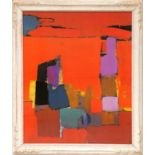 NICOLAS DE STAEL 'Abstract Composition', quadrichrome, vintage French frame, 75cm x 60cm.