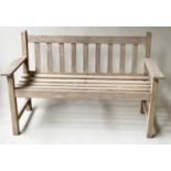 LISTER BENCH, weathered teak and slatted by Lister, 128cm W.