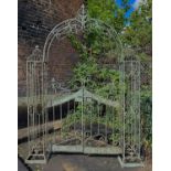 ARCHITECTURAL GARDEN GATEWAY, Regency style, verdigris finish metal, 250cm H x 185cm W.