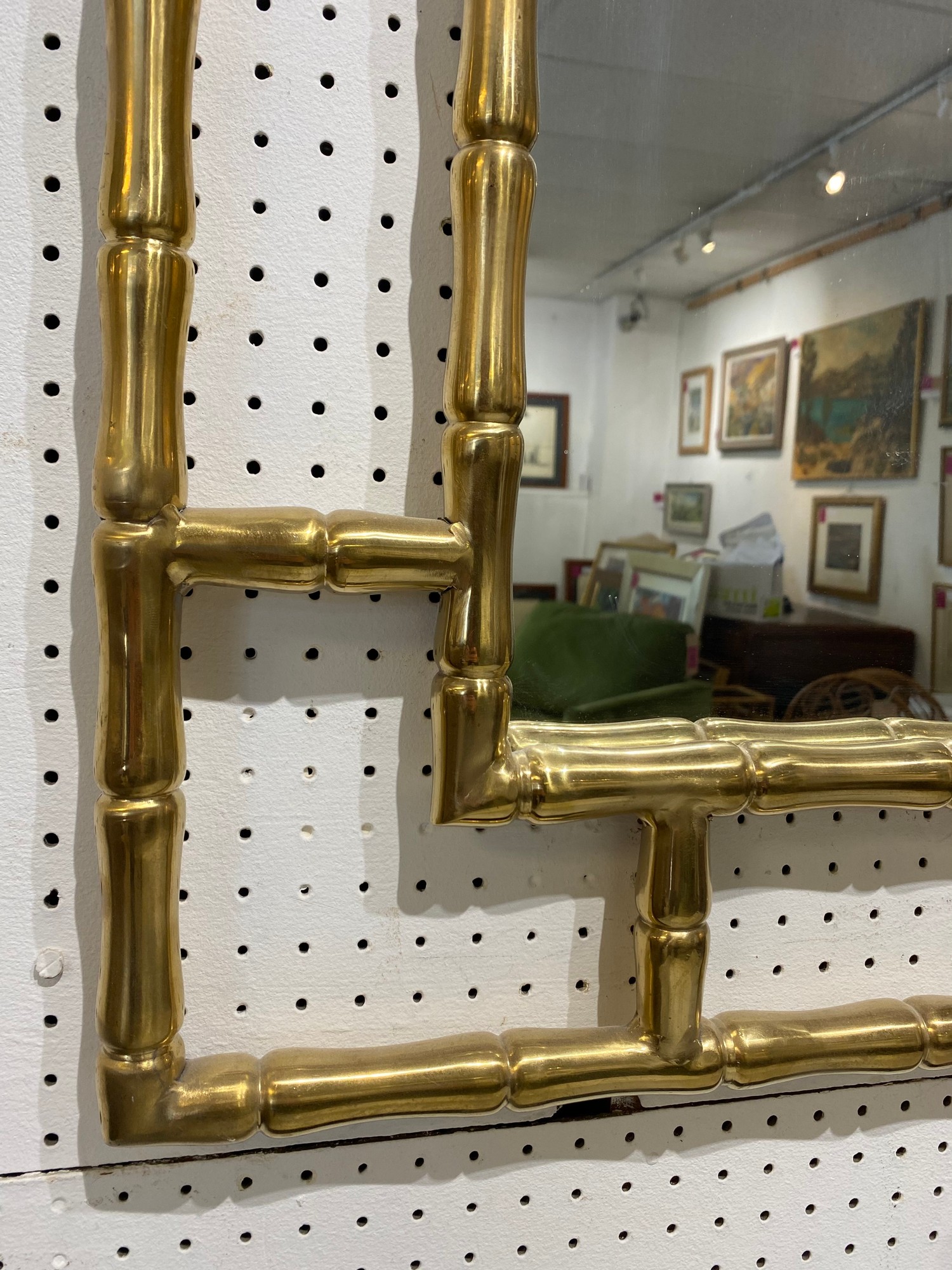 FAUX BAMBOO WALL MIRROR, 1970's Italian design brass, 90cm x 70cm. - Image 2 of 3