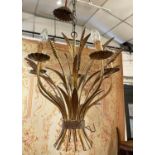 WHEATSHEAF CHANDELIER, mid 20th century design gilt metal, 53cm H.