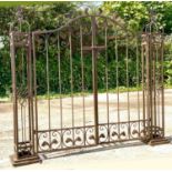 ARCHITECTURAL GARDEN GATE, Italian style worked metal, 136cm x 144cm x 28cm.