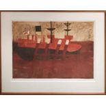 GEOFFREY ELLIOT (b. 1935) 'Coal Boat, Newhaven', lithograph, 45cm x 61cm, signed and numbered in