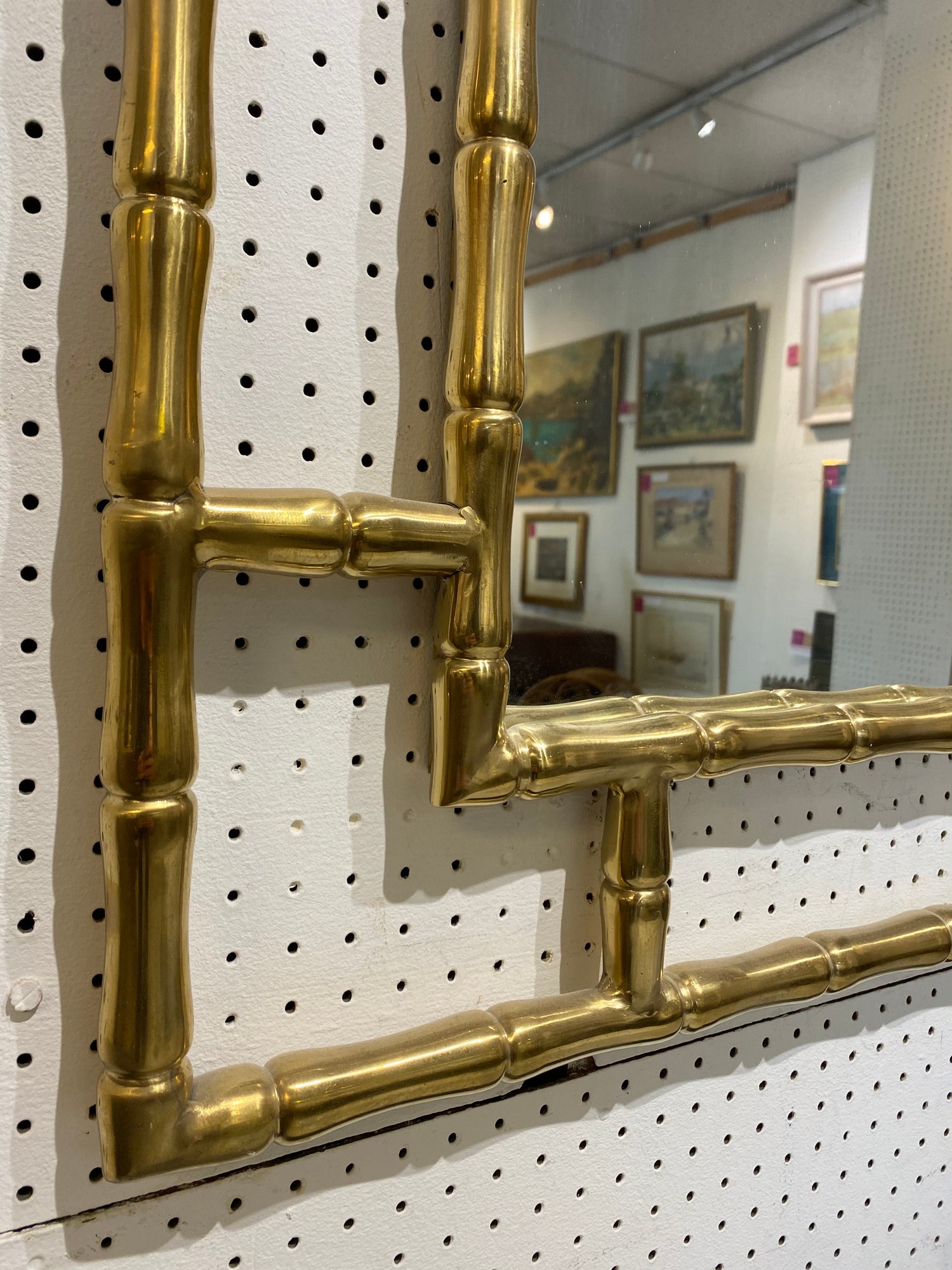 FAUX BAMBOO WALL MIRROR, 1970's Italian design brass, 90cm x 70cm. - Image 3 of 3