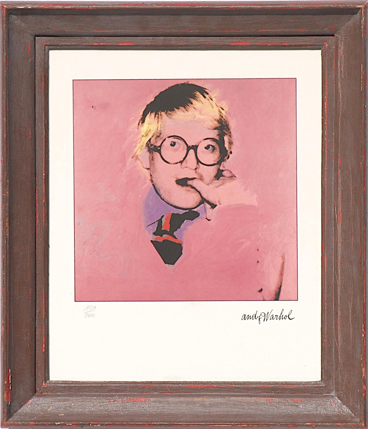 ANDY WARHOL 'Portrait of David Hockney', off set lithograph, 45cm x 37cm.