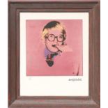 ANDY WARHOL 'Portrait of David Hockney', off set lithograph, 45cm x 37cm.