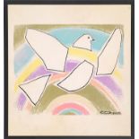 PABLO PICASSO 'Dove of peace', on silk, signed in the plate, 80cm x 75cm. (Subject to ARR - see