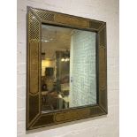 WALL MIRROR, 1970's Italian verre eglomise and brass frame, purchased from Charles Hammond Ltd,