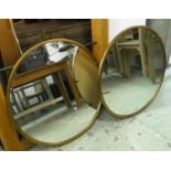 CIRCULAR WALL MIRRORS, a pair, gilt frames, 80cm Diam. (2)