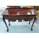 HIGGINBOTHAM DUBLIN CONSOLE TABLE, mahogany with ball and claw feet, 108cm x 45.5cm x 85.5cm.