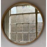 WALL MIRROR, circular 'Bowman' oak framed, 100cm W.