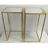 SIDE TABLES, a pair, 1960's French style, gilt metal and mirror, 35.5cm x 35.5cm x 66cm. (2)