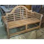 AFTER EDWARD LUTYENS GARDEN BENCH, hardwood, 165cm W. (marks)