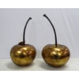 OVERSIZED CHERRIES, a pair, gilt finish, 50cm H. (2)