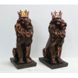 'THE QUEEN'S BEASTS', a pair, faux bronze, 55cm H.