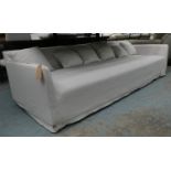 SOFA, contemporary design, white linen finish, four seater, 275cm x 105cm x 85cm.