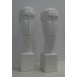 CONTEMPORARY SCHOOL, untitled ceramic busts, a pair, 61cm H. (2)