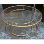 MAISON JANSEN STYLE NESTING TABLES, a pair, at largest 70cm Diam x 35cm H. (2)