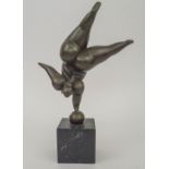 BRONZE ACROBAT, by Miguel Fernando Lopez (Milo) with 5.B Deposee Bronze Garanti Paris mark on
