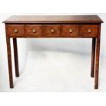 HALL TABLE, George III design burr walnut and crossbanded with five frieze drawers, 100cm x 33cm x