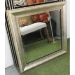WALL MIRROR, silvered frame, bevelled plate, 81cm x 80cm.