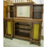 SIDE CABINET, early Victorian, rosewood, circa 1840, with mirrored door above a frieze drawer,