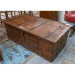 TRUNK, Takat style teak and iron bound with a rising lid, 64cm x 45cm H x 121cm.