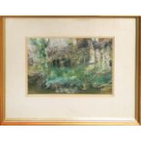 DAVID QUANTRILL (b. 1938) 'Woodland', watercolour, 26cm x 36cm, signed and framed.