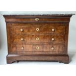 COMMODE, 19th century French Louis Philippe, burr walnut and gilt metal mounted, with four long