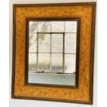 WALL MIRROR, rectangular Italian style grained double framed enclosing patterned floral embossed