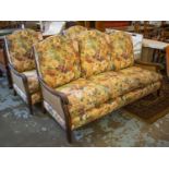 BERGERE SUITE, comprimising a sofa, 190cm W and a pair of armchairs 72cm W with caned backs, arms