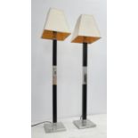 MODENATURE TABLE LAMPS, a pair, with shades, 92cm H. (2)