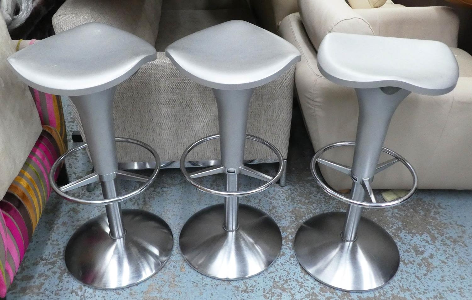 REXITE ZANZIBAR STOOLS, a set of three, by Raul Barbieri, each 38cm W x 79cm H. (3)