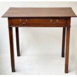 WRITING TABLE, George III period, mahogany, with full width frieze drawer, 52cm W x 43cm D x 73cm H.