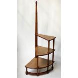 LIBRARY STEPS, George III design walnut and tooled leather inset with pole and three treads, 118cm H