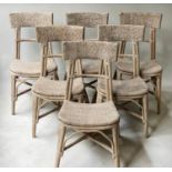 CAFE CHAIRS, a set of six, French style bamboo and cane bound. (6)