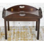 BUTLERS TRAY TABLE, Georgian style mahogany with elliptical hinged sides, 46cm H x 90cm W x 64cm D