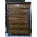 TALL CHEST, mid 19th century Danish mahogany with six crossbanded drawers, 150cm H x 105cm W x