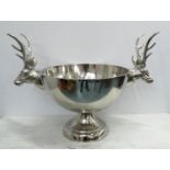 CHAMPAGNE BATH, with stag head detail, polished metal, 70cm x 47cm x 56cm.