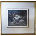 BARBARA MAPLER 'Nickie - Cat Study', etching, signed, titled and numbered 3/4, 30cm x 35cm, framed