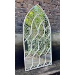 ARCHITECTURAL GARDEN MIRROR, Gothic style, arch top design, 132cm x 66cm.