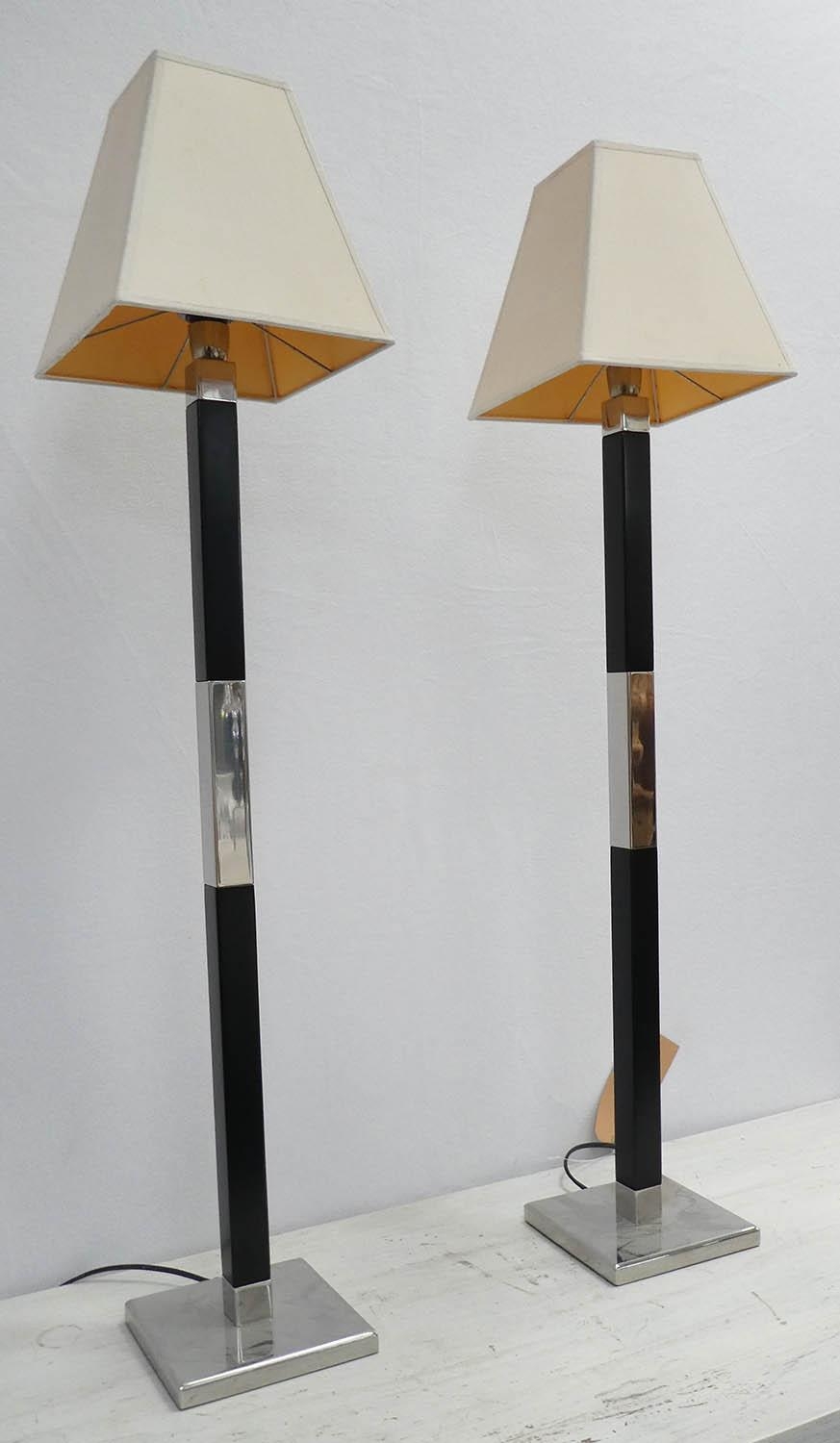 MODENATURE TABLE LAMPS, a pair, with shades, 92cm H. (2) - Image 2 of 5