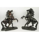 MARLY HORSES, a pair, after Guillaume Couston (French 1677-1746), bronze, 44cm H x 35cm. (2)